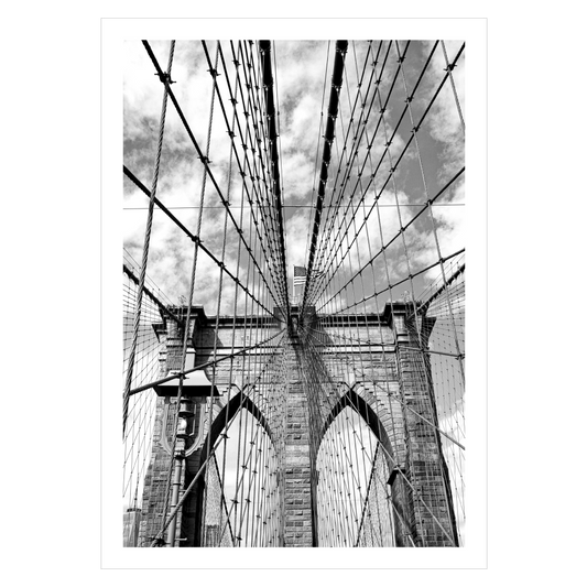 sort hvid new york plakat med brooklyn bridge
