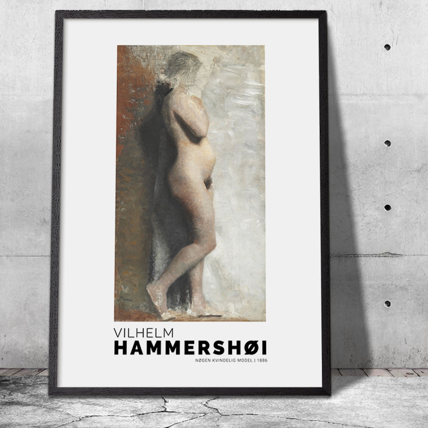 Art poster featuring Vilhelm Hammershøi "Nøgen Kvindelig Model"