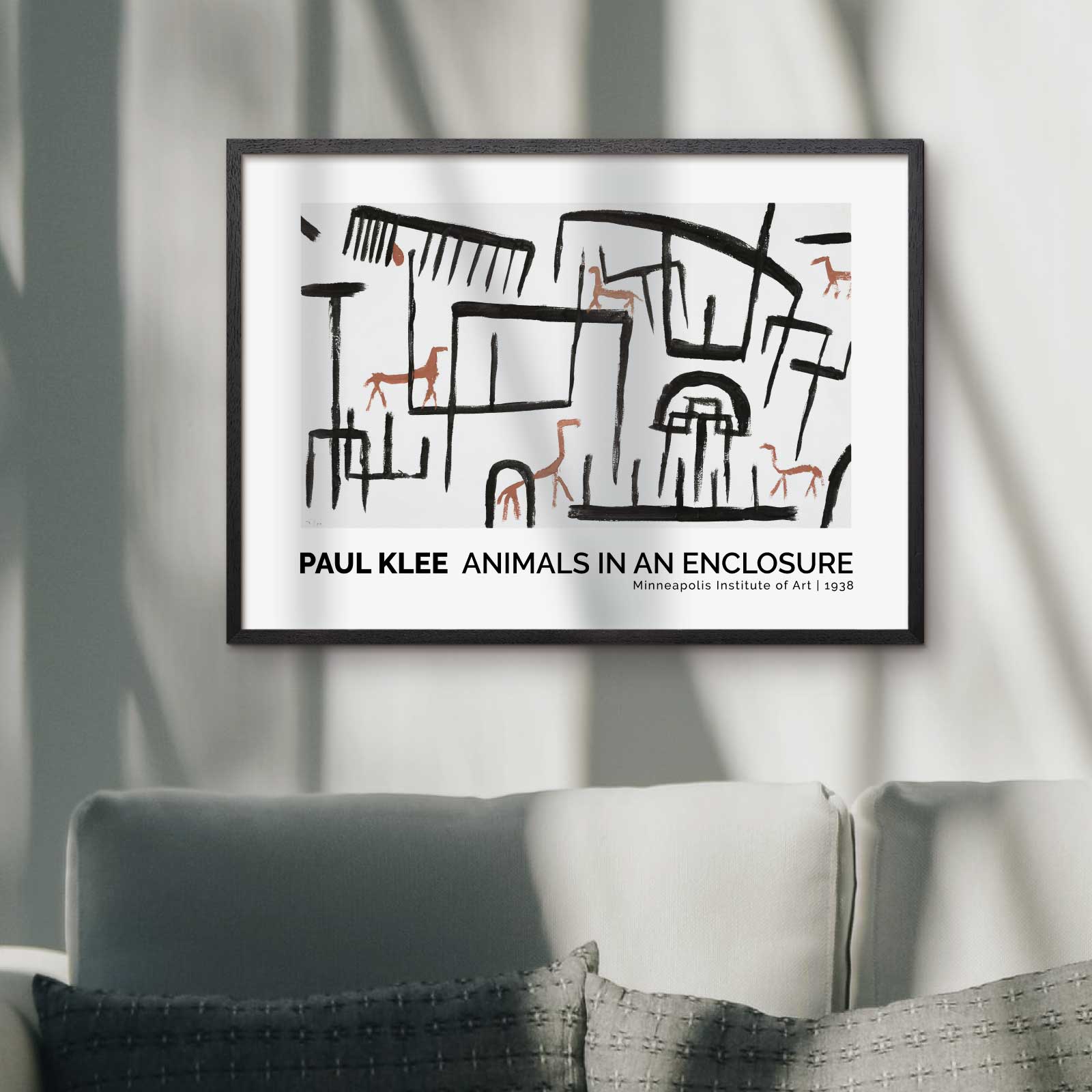 Art poster feat. Paul Klee "Animals in an Enclosure"