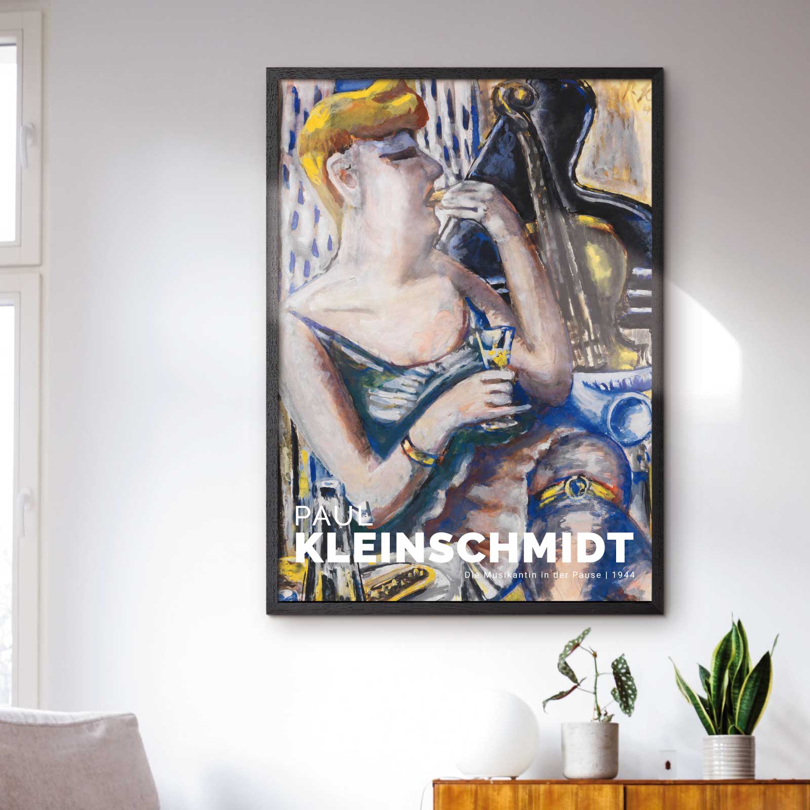 Art poster featuring Paul Kleinschmidt "Die Musikantin in der Pause "