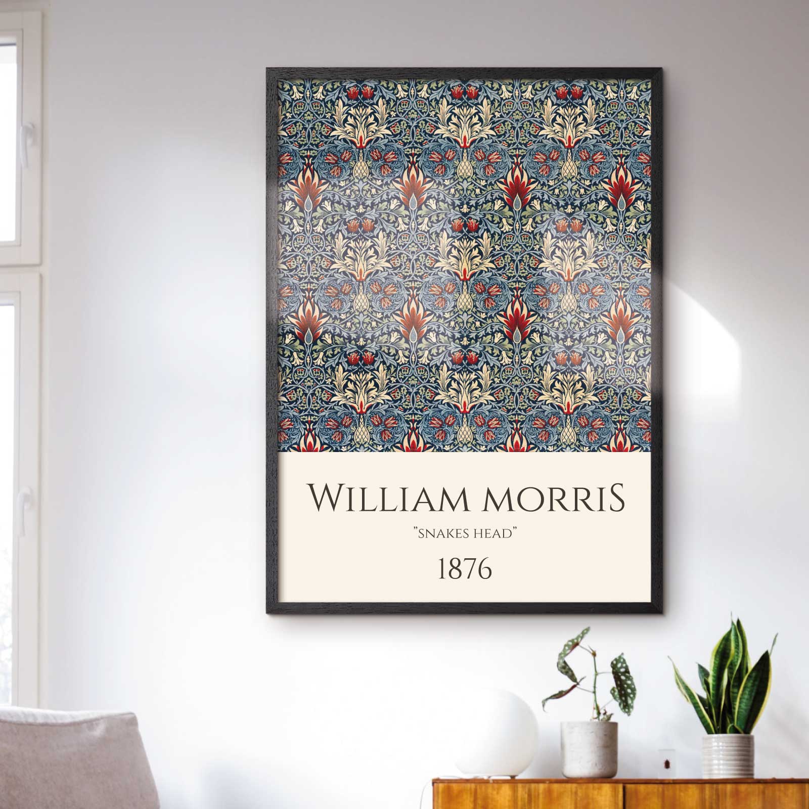 Art poster featuring William Morris work "Snakes Head"