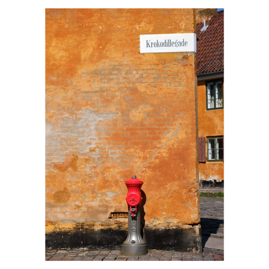 byplakat fra København med en brandhane der står i Krokodillegade i Nyboder kvarteret