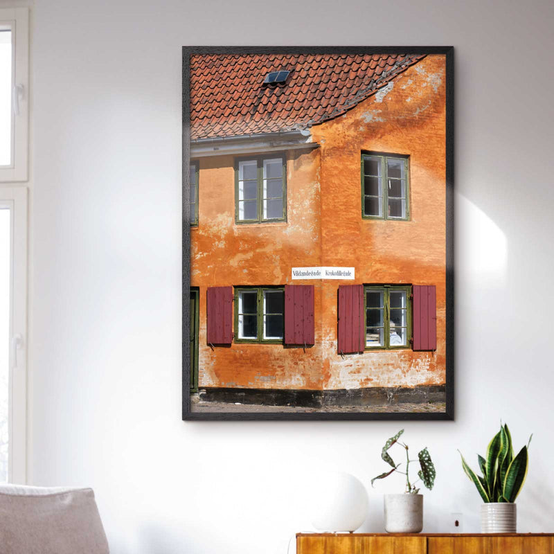 city poster with facades from the old Nyboder in Copenhagen