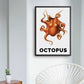 Plakat med en blæksprutte med teksten "Octopus"