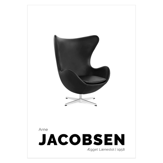 Grafisk plakat med Arne Jacobsens lænestol "Ægget"