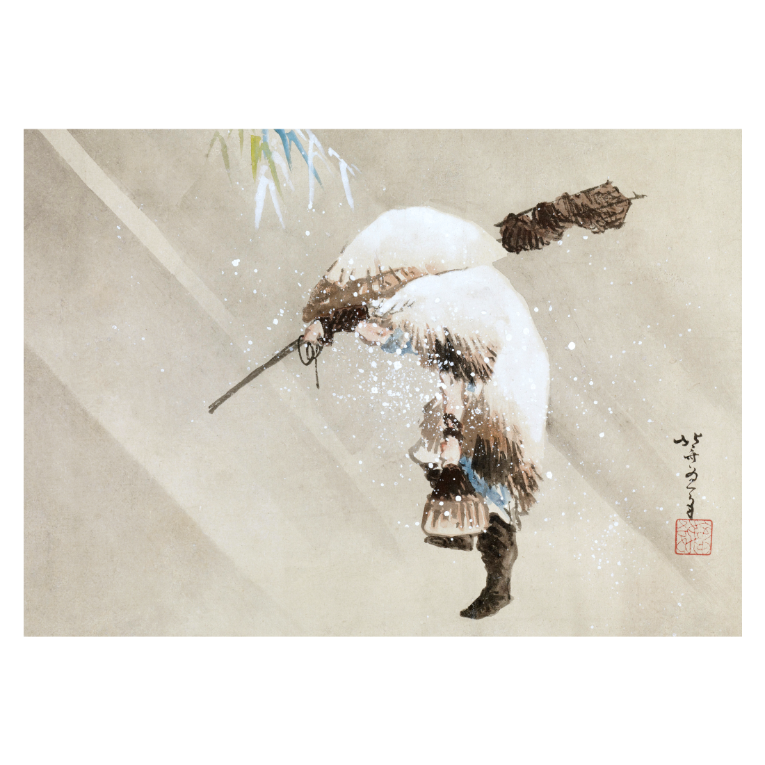 Hokusai "Fisherman in a Snow | NoType"
