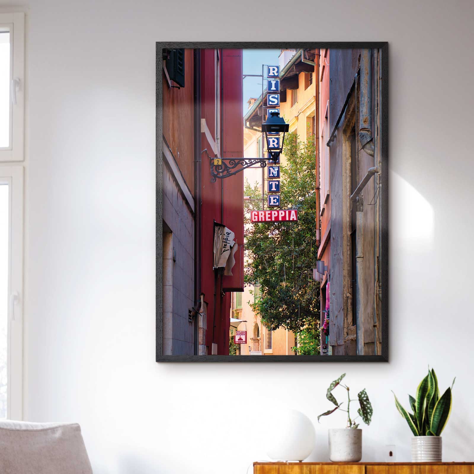 Italian poster with an ristorante in an alley