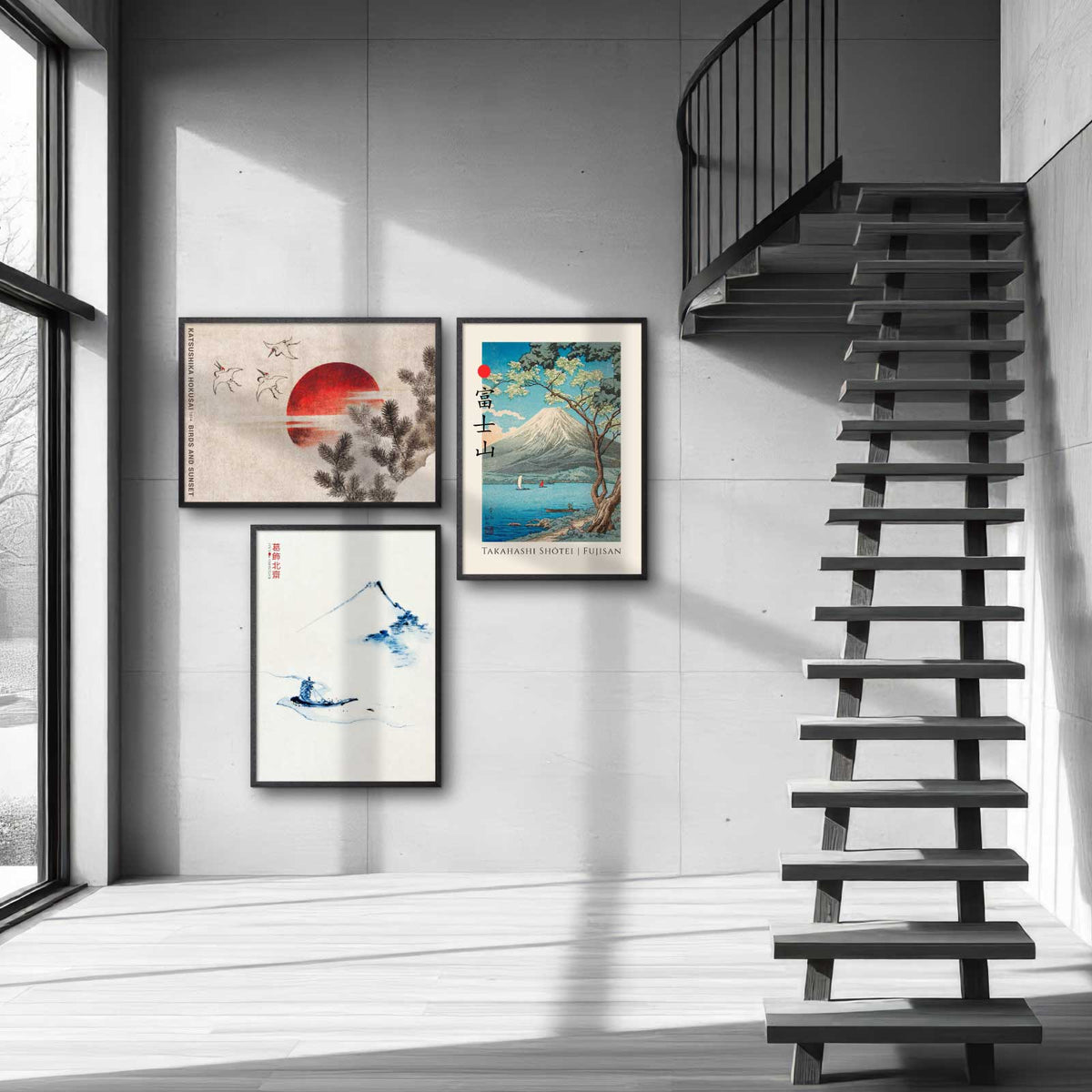 Billedvaeg med japansk kunst Hokusai og Shotei