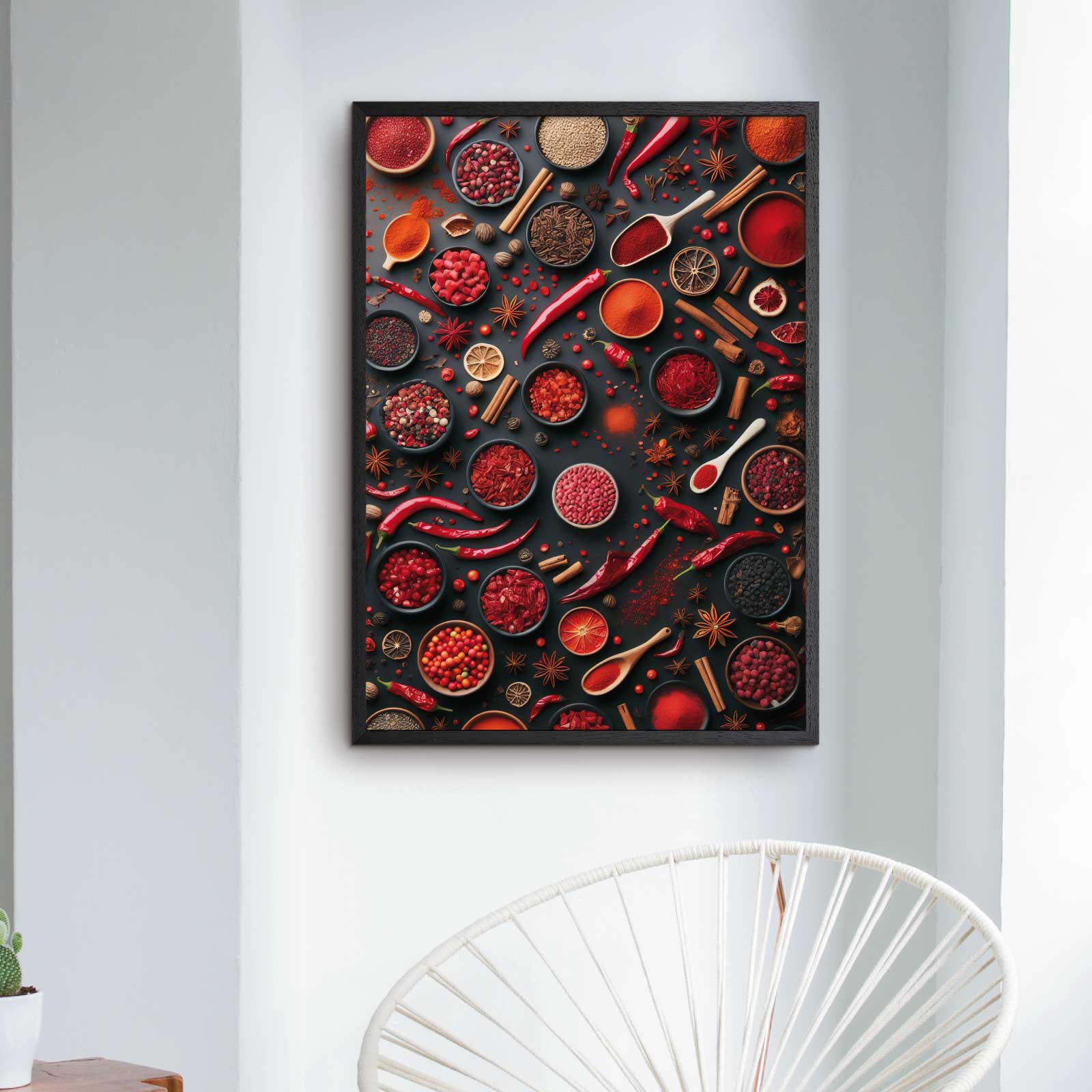 Kitchen poster with red and warm spices