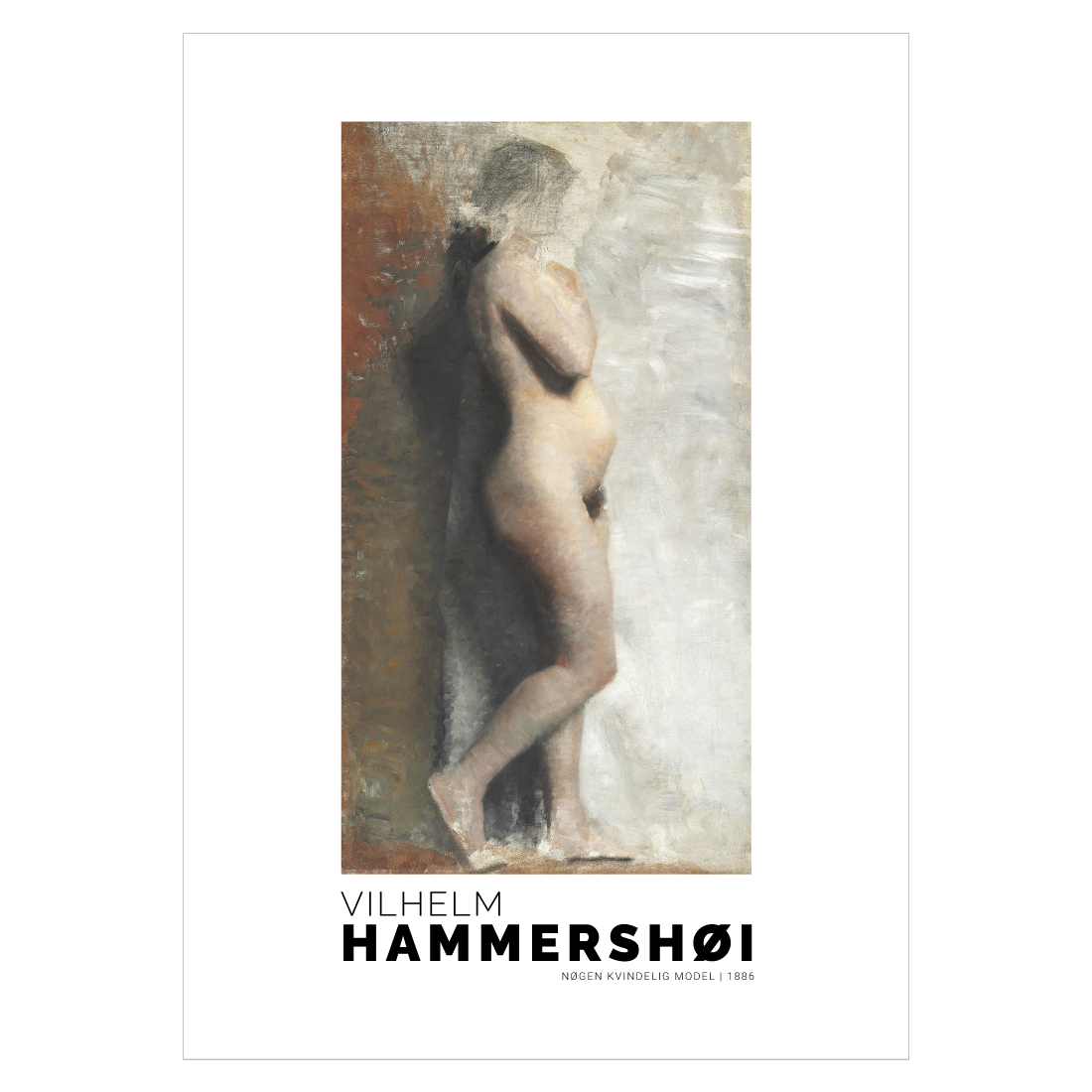 Kunstplakat med Vilhelm Hammershøi "Nøgen Kvindelig Model"