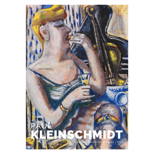 Kunstplakat med Paul Kleinschmidt "Die Musikantin in der Pause "