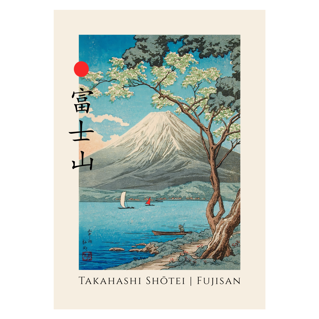 Kunstplakat med japanske shoteis fujisan