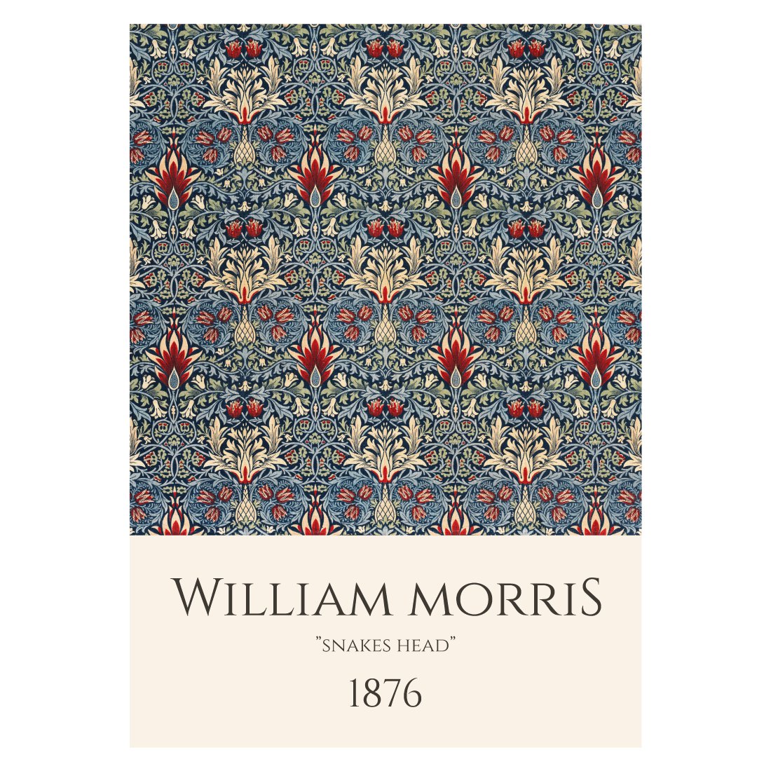 Kunstplakat med William Morris værk "Snakes Head"