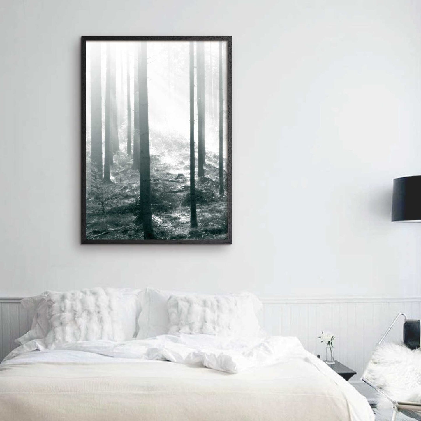 nature poster with misty morning in a forest