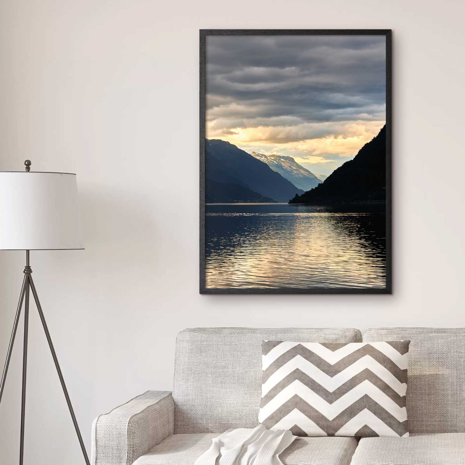 Norway poster with the mountains and inlet around Odda
