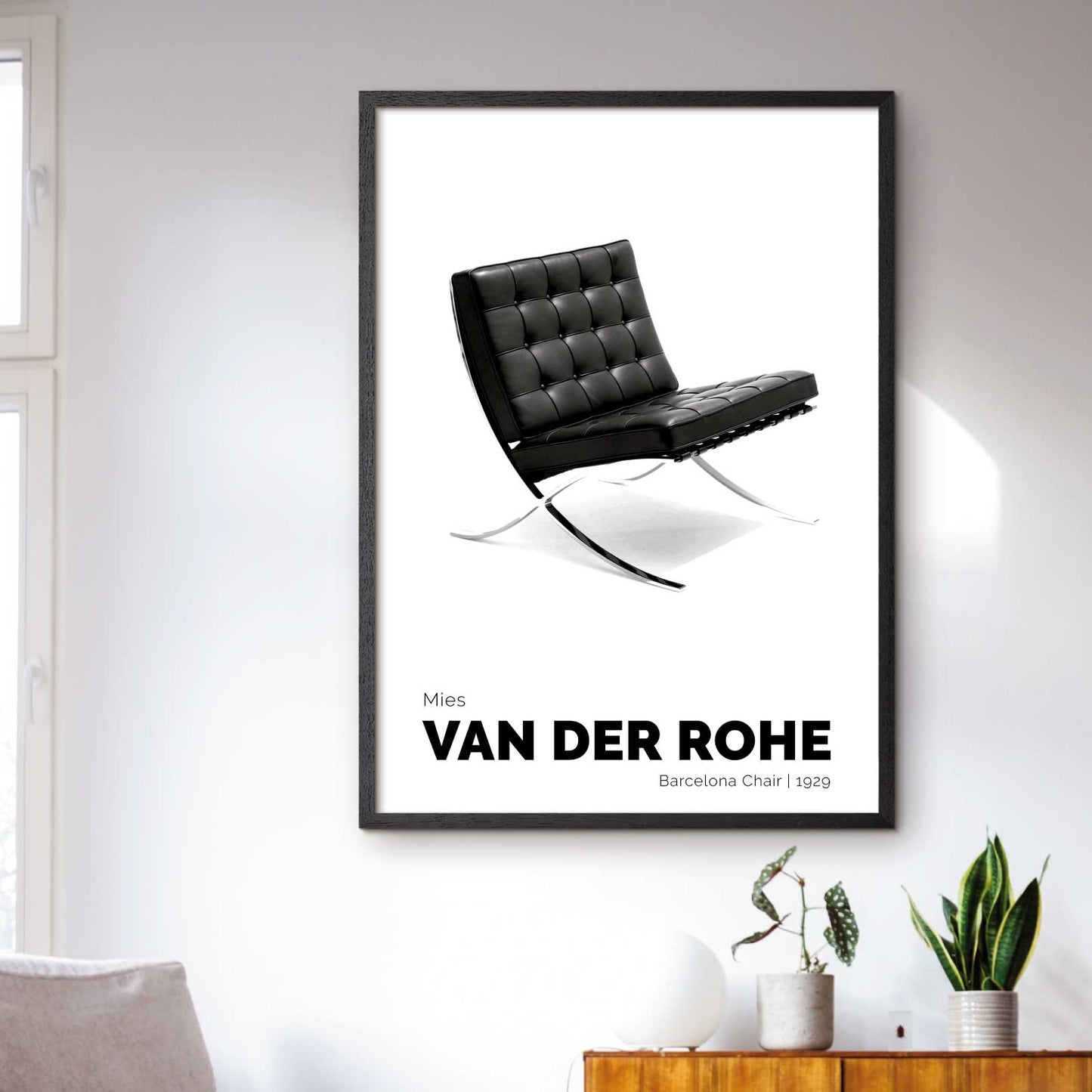 Designplakat med "Barcelona Chair" af Mies van der Rohe