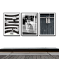 tre eksklusive sort hvide plakater med bred hvid kant