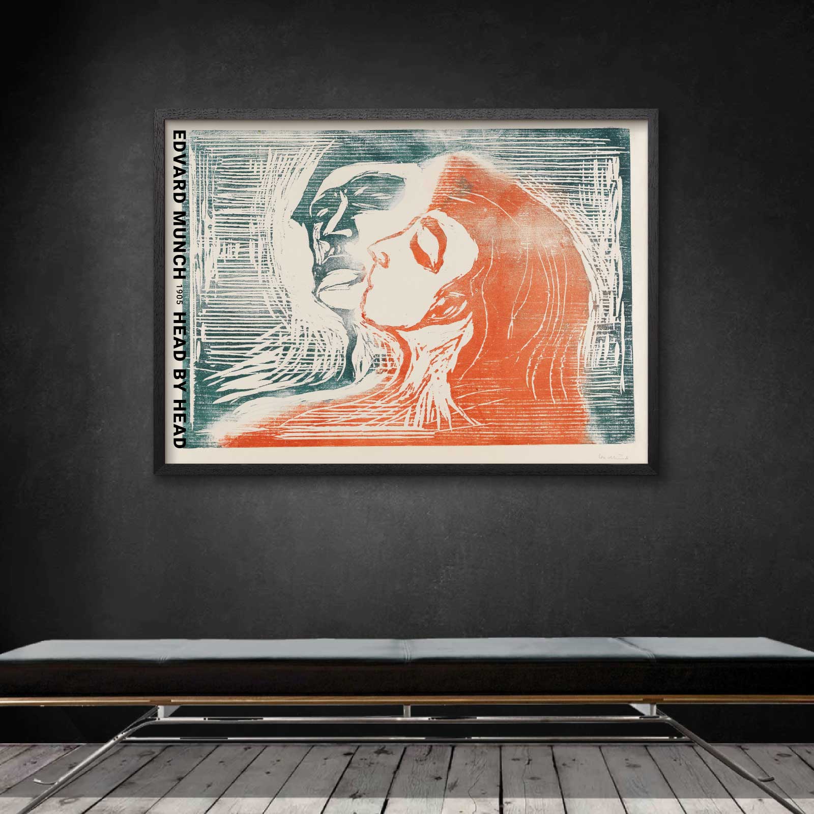 Art poster featuring Edvard Munchs "Head by Head"