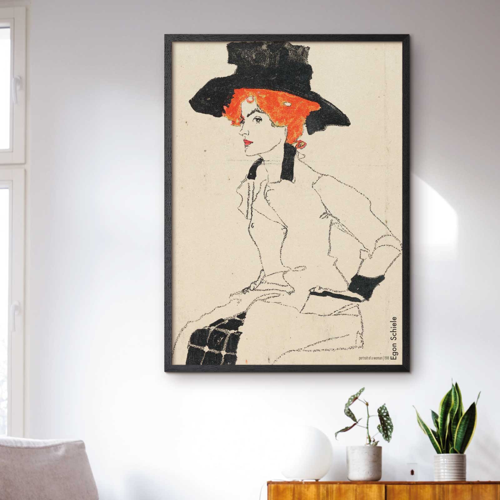 Art poster Egon Schiele sketch "Portrait of a woman"