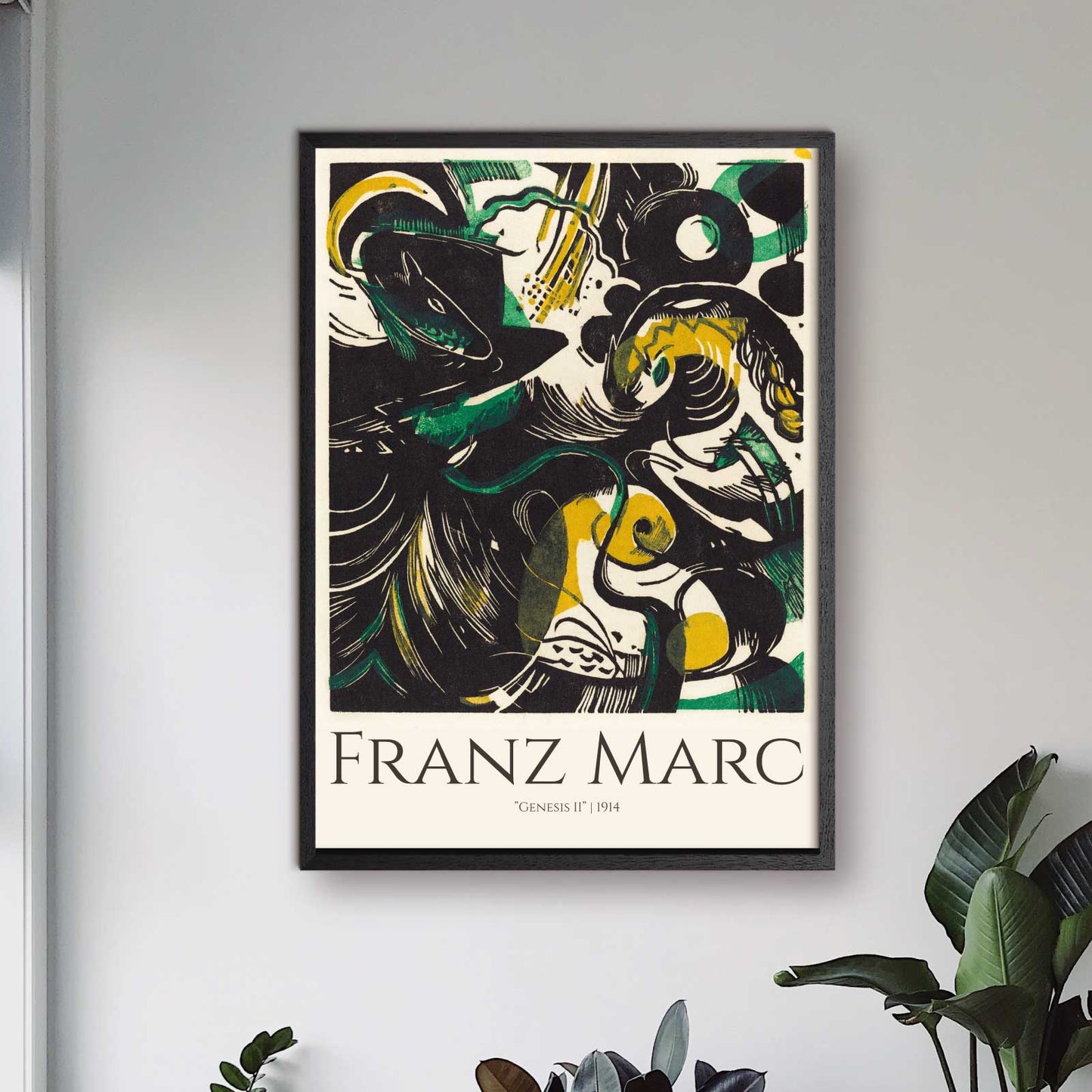 Art poster with Franz Marks painting "Genesis ll"