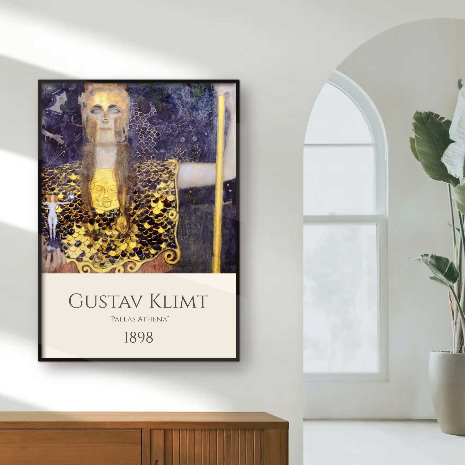 Art poster with Gustav Klimt painting "Pallas Athena"