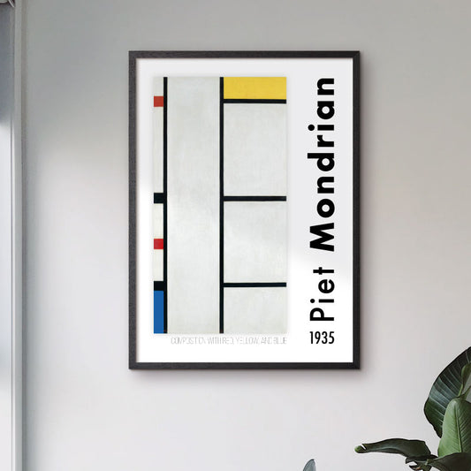Art poster with Piet Mondrians "Composition with red yellow and blue"