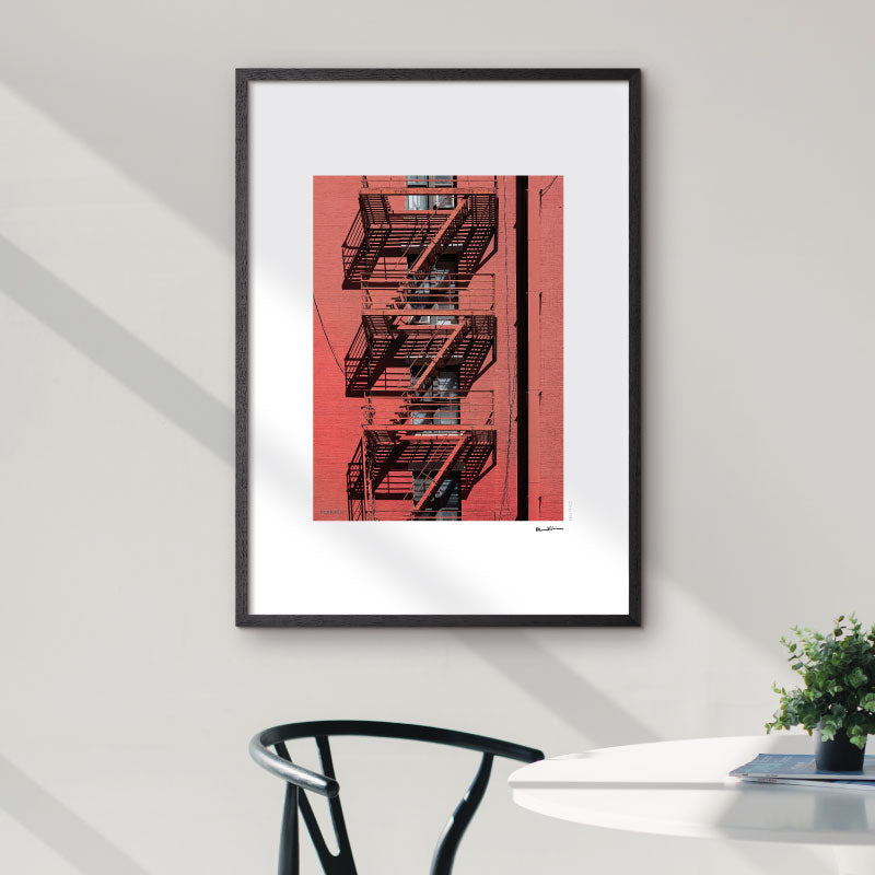 New York art poster with otuside fire stair in East Village