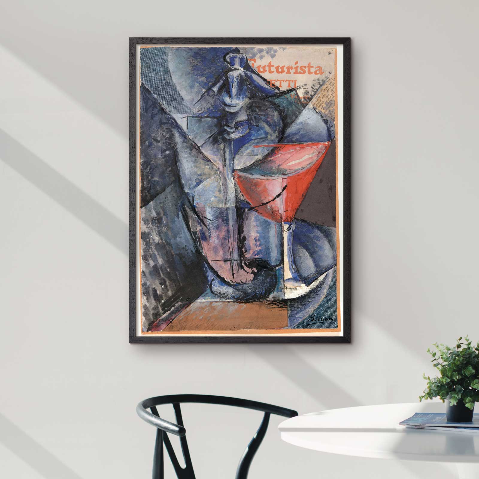 Art poster featuring "Glass and Siphon" by Umberto  Boccioni