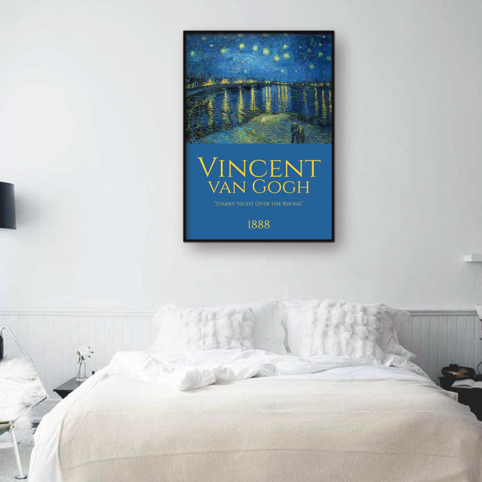 Art poster with the van Gogh painting "Starry night over the Rhone"