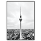 sort-hvid berlin plakat med kig ud over byen og det berømte fjernsynstårn