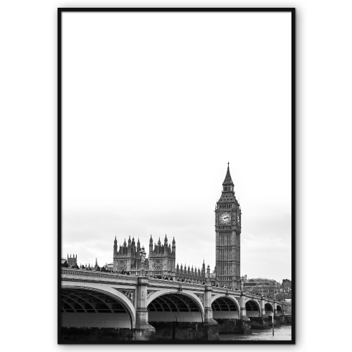 sort-hvid big ben plakat london city poster