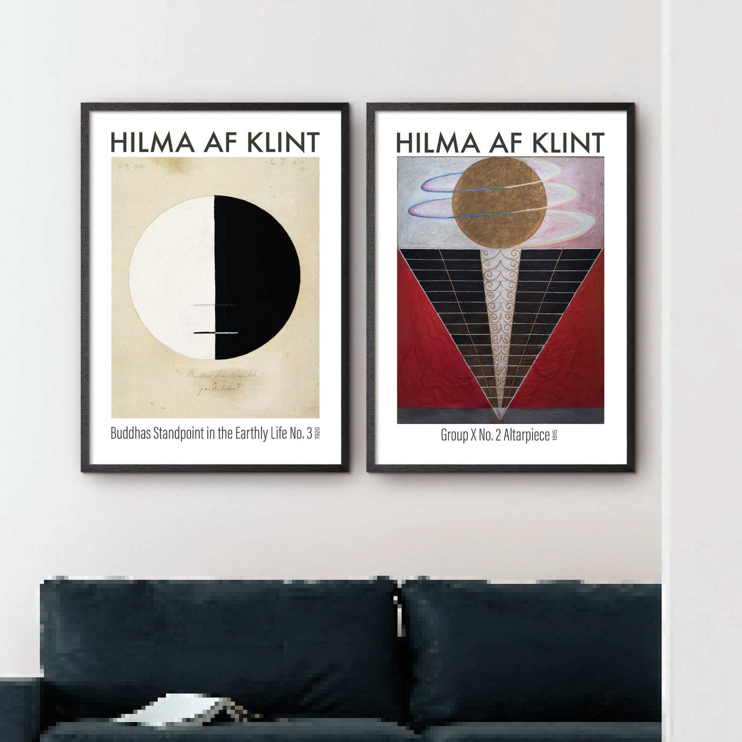 Billedvæg med 2 kunstplakater af Hilma af Klint
