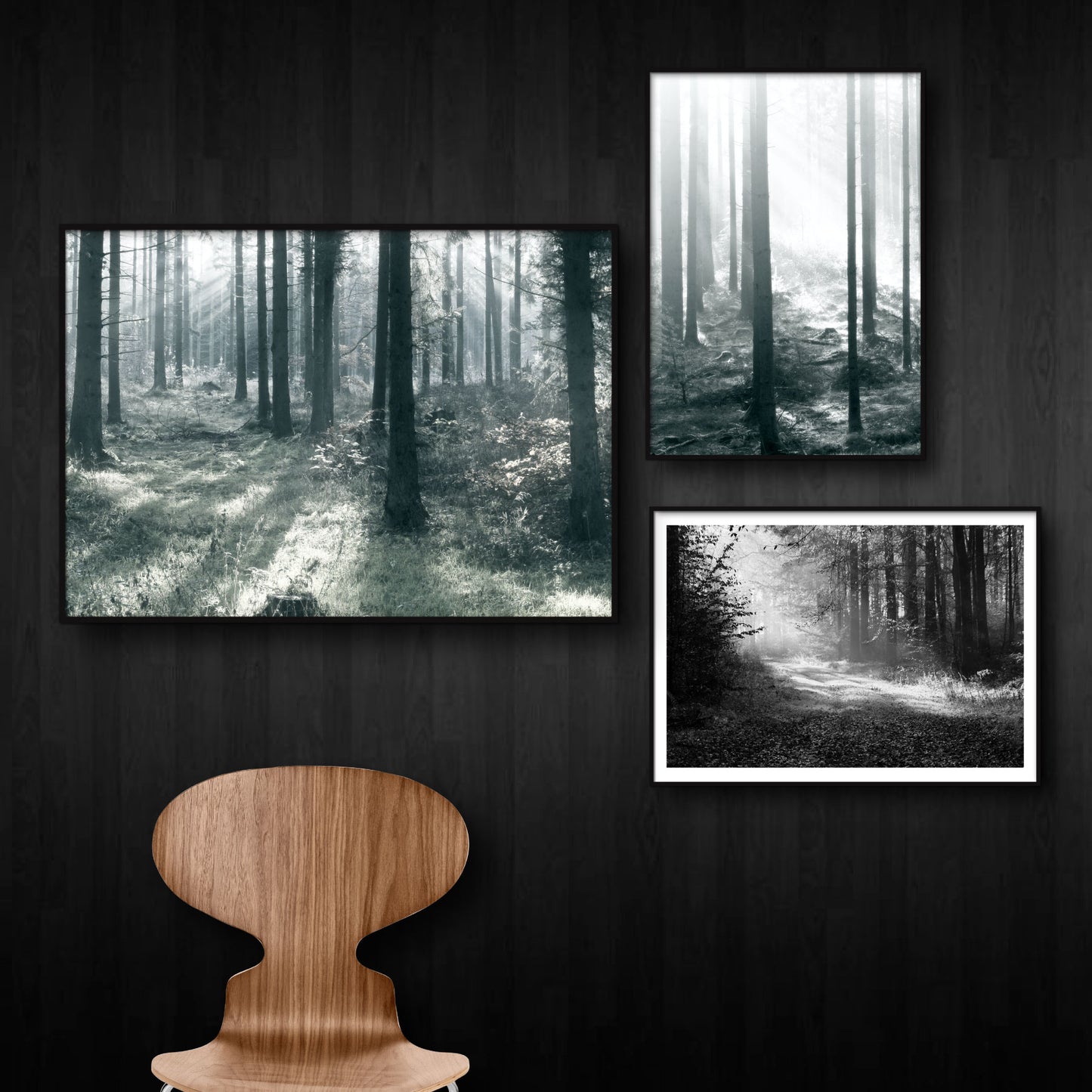tre danmark plakater med skovmotiver fra rold skov