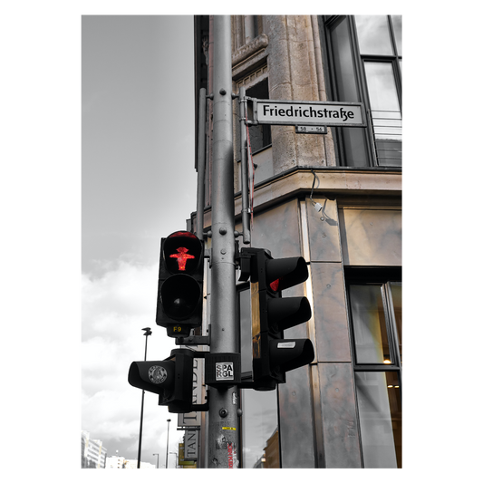 Byplakat med Berlins Ampelmännschen på trafiklys