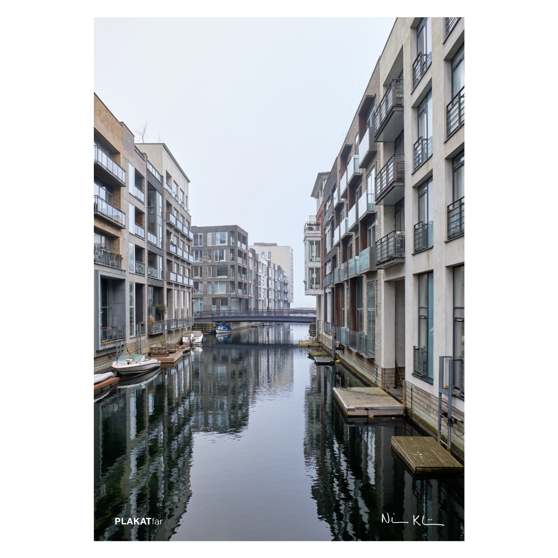 byplakat fra København med kanalerne ved Sluseholmen