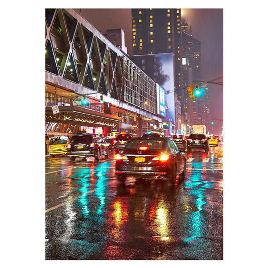 new york plakat med regnfulde gader