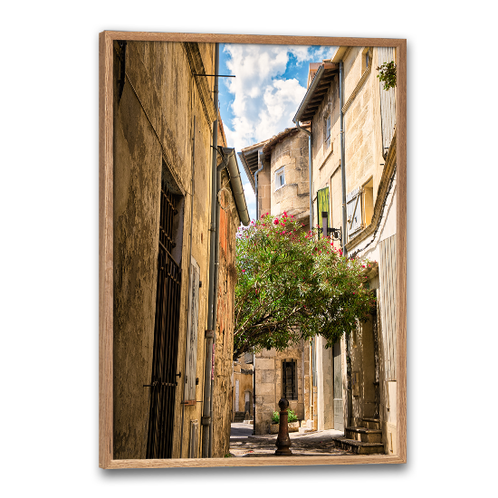 byplakat med smalle gader i Arles  i sydfrankrig