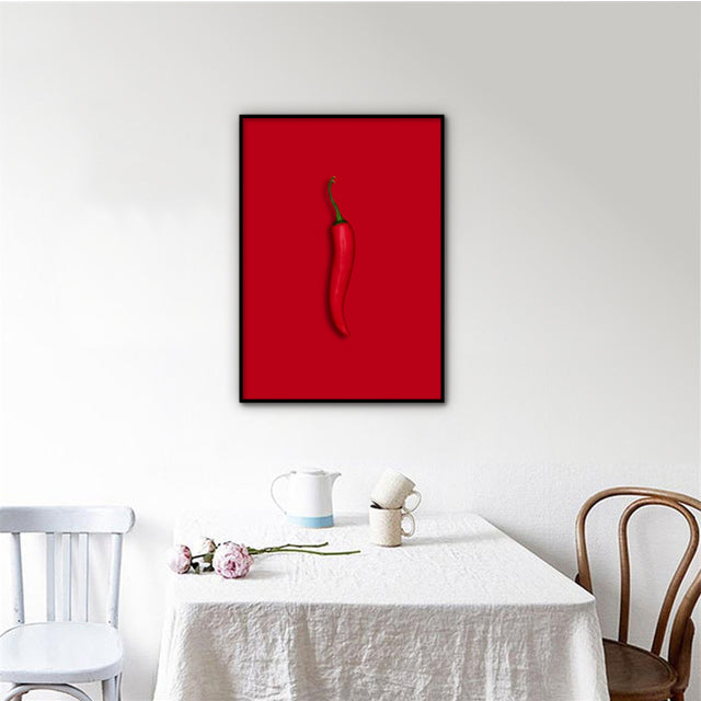 fotokunst plakat med en rød chili på rød baggrund