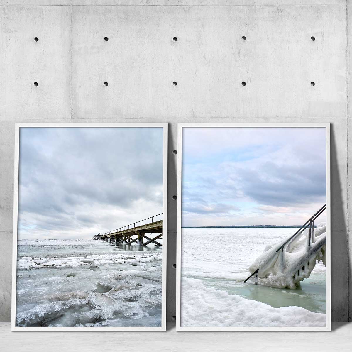 danske naturplakater med et isdækket hav