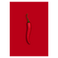 chili plakat med en rød chili på rød baggrund