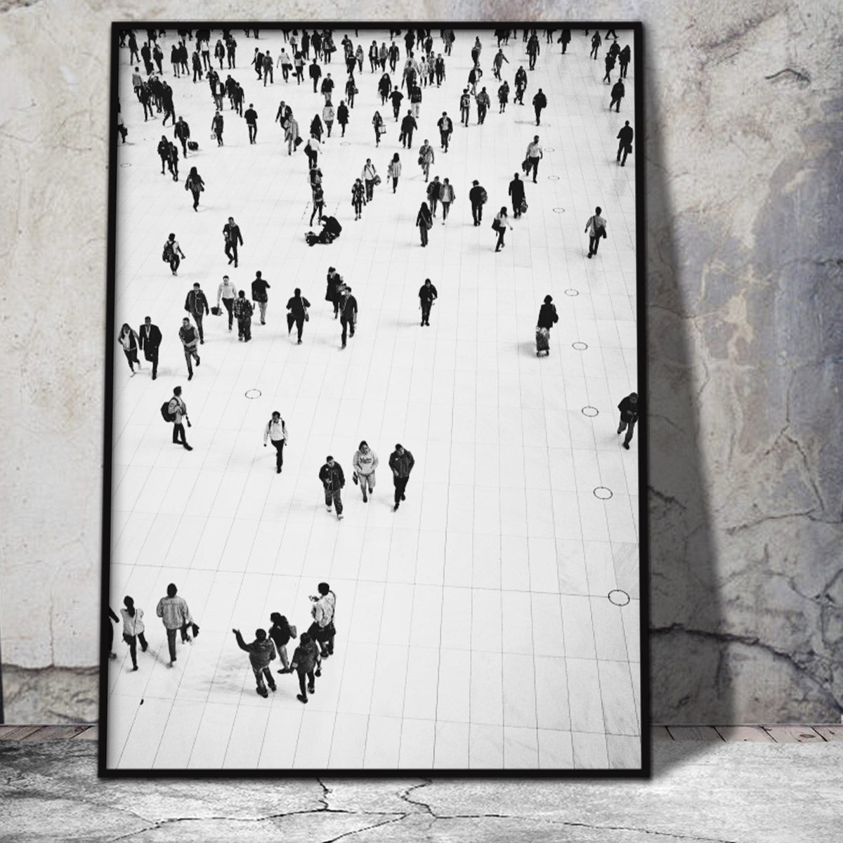 fotokunst plakat i sort-hvid med mange mennesker