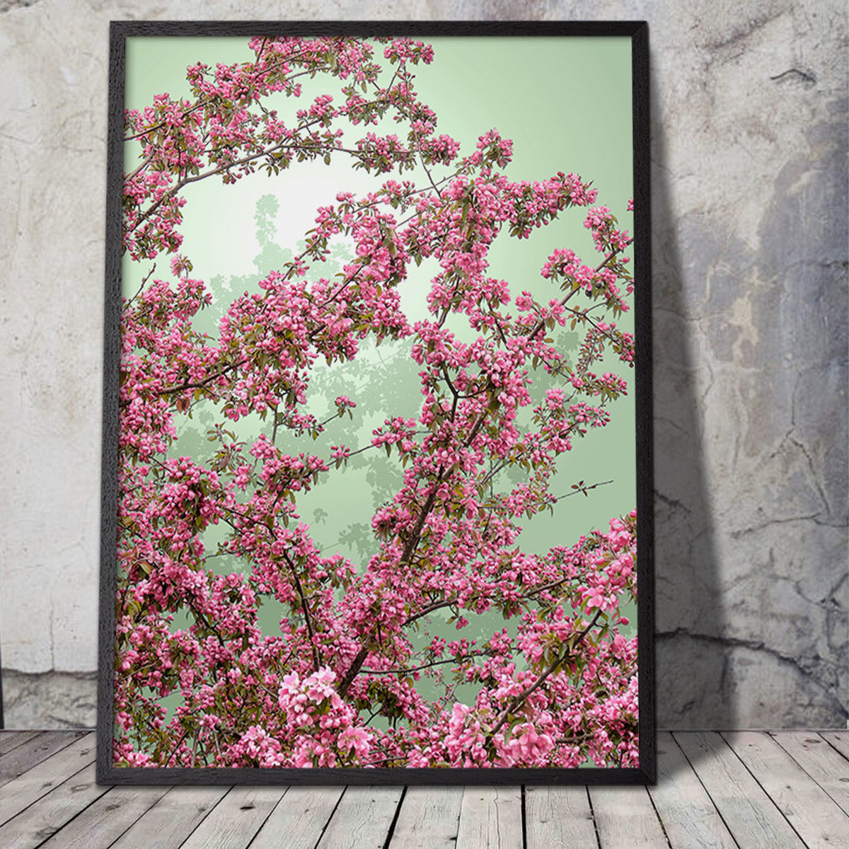 grafisk blomsterbillede med lyserøde blomster