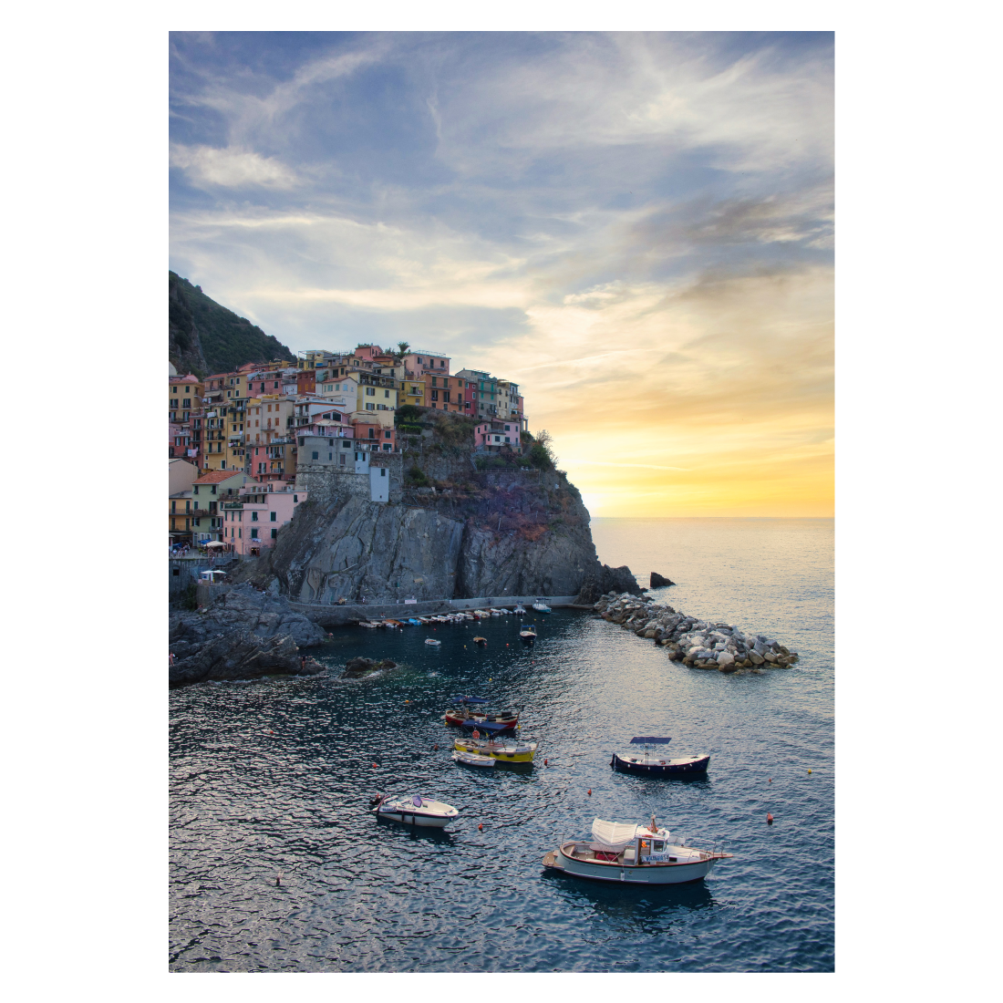 Italien plakat med byen Manarola i Cinque Terre