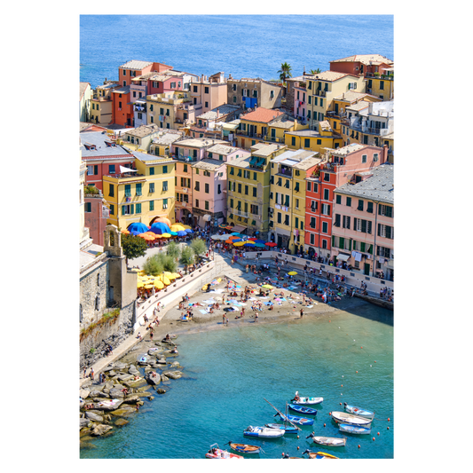 Italien plakat med byen Vernazza i Cinque Terre