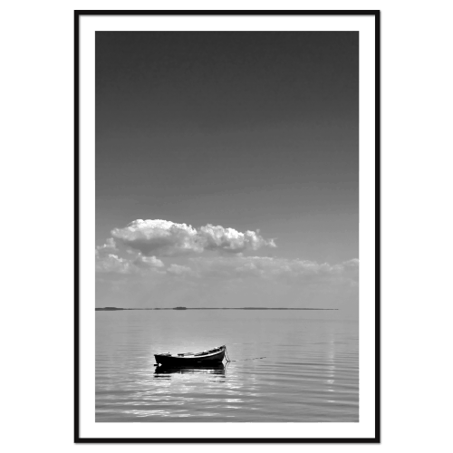 sort-hvid plakat med havblik på limfjorden