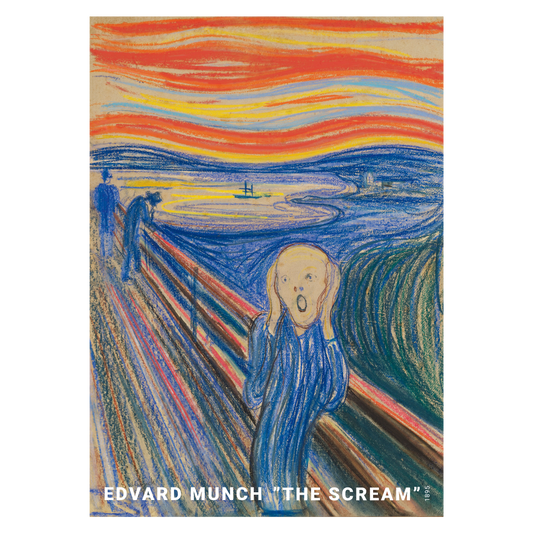 Kunstplakat med Edvard Munchs "Skriget" fra 1895 tegnet med pasteller