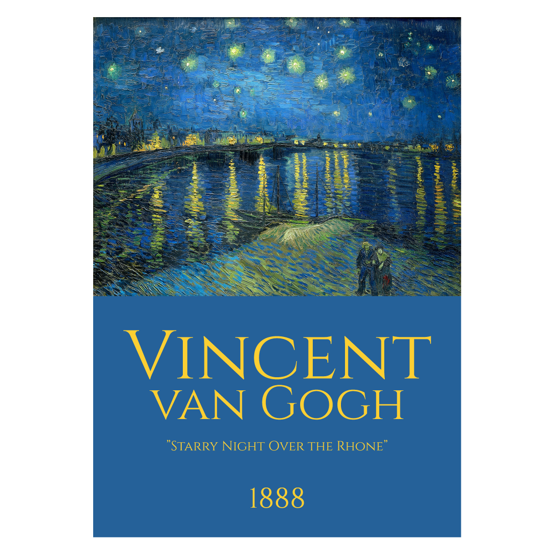 Kunstplakat med van Goghs maleri "Starry night over the Rhone"