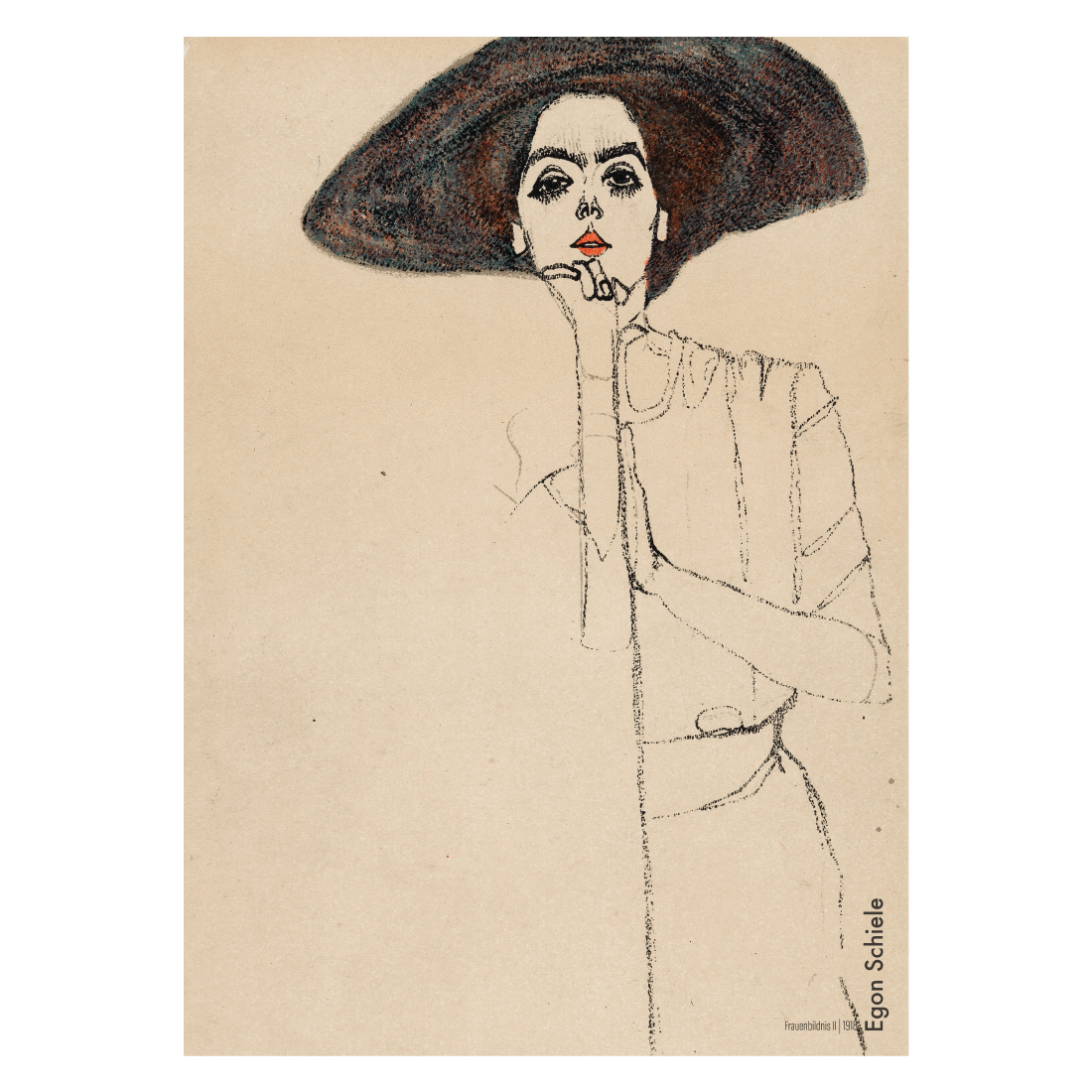Kunstplakat med Egon Schiels tegning "Frauenbildnis ll"