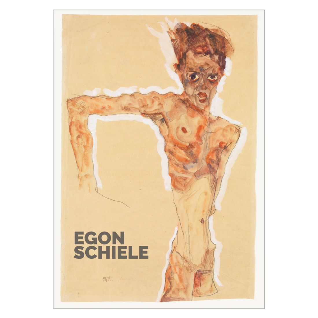 Kunstplakat med Egon Schiele "Self Portrait 1911"