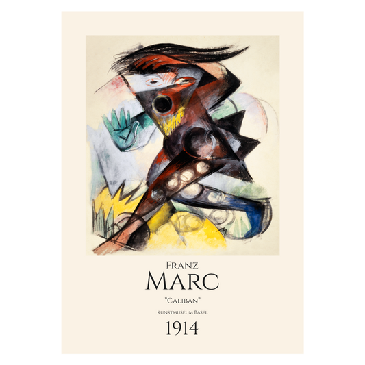 Abstrakt kunstplakat med Franz Marcs "Caliban"